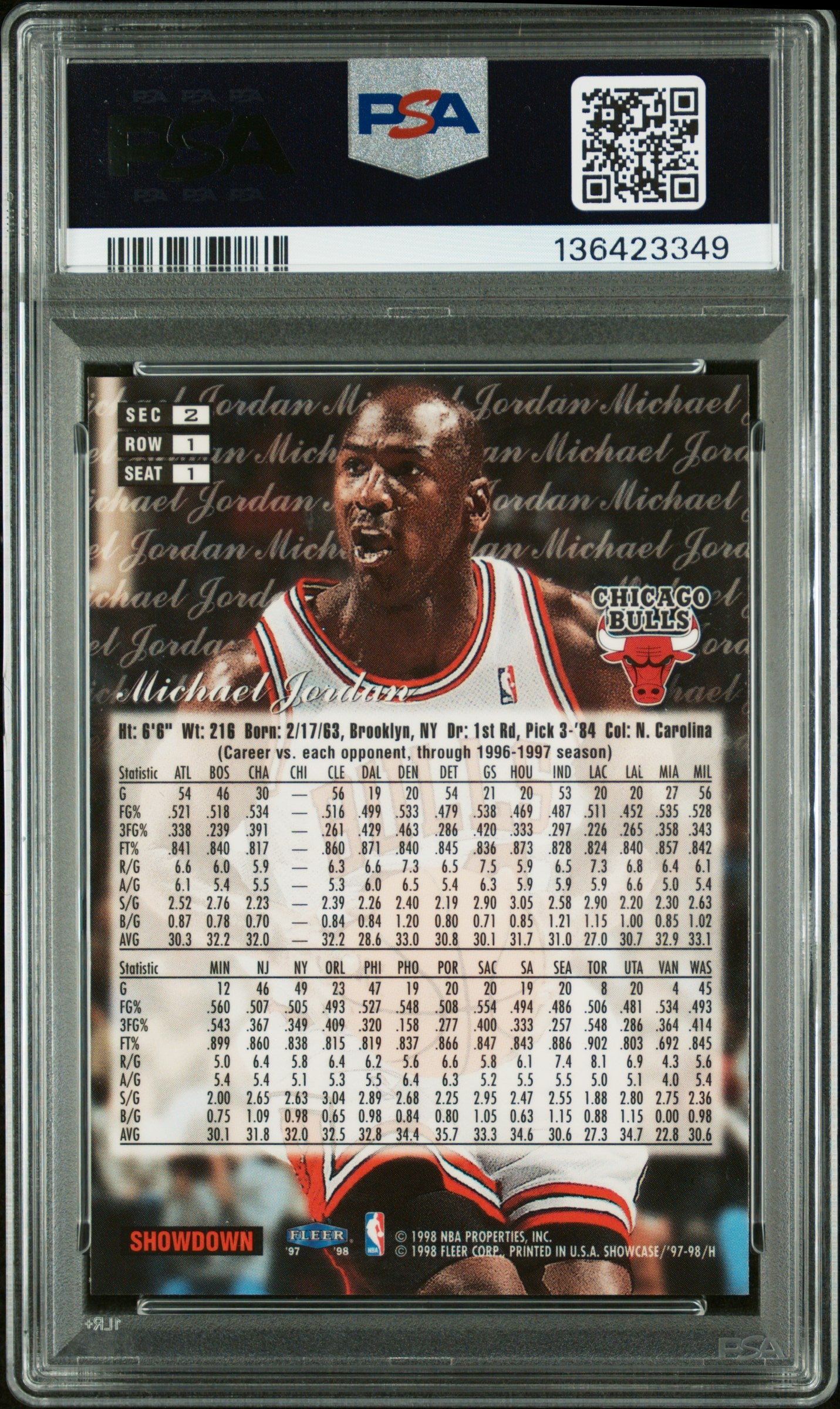 1997 Flair Showcase #1 Michael Jordan Row 1 PSA 9 MINT New Label