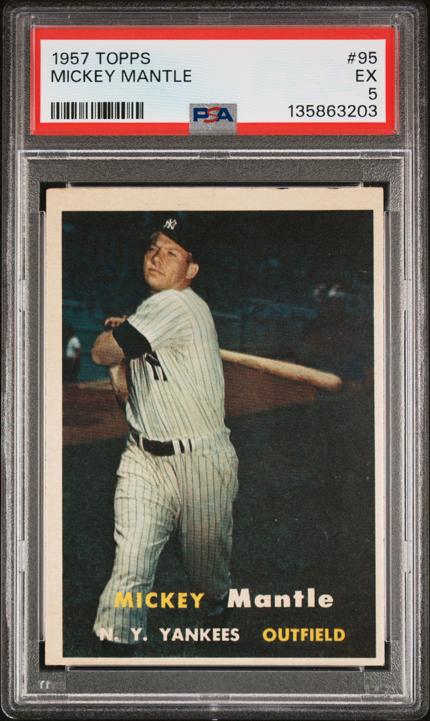 1957 Topps #95 Mickey Mantle PSA 5 EX Sharp New Label