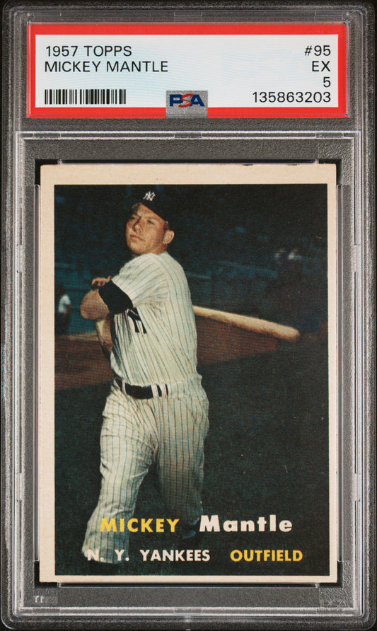 1957 Topps #95 Mickey Mantle PSA 5 EX Sharp New Label