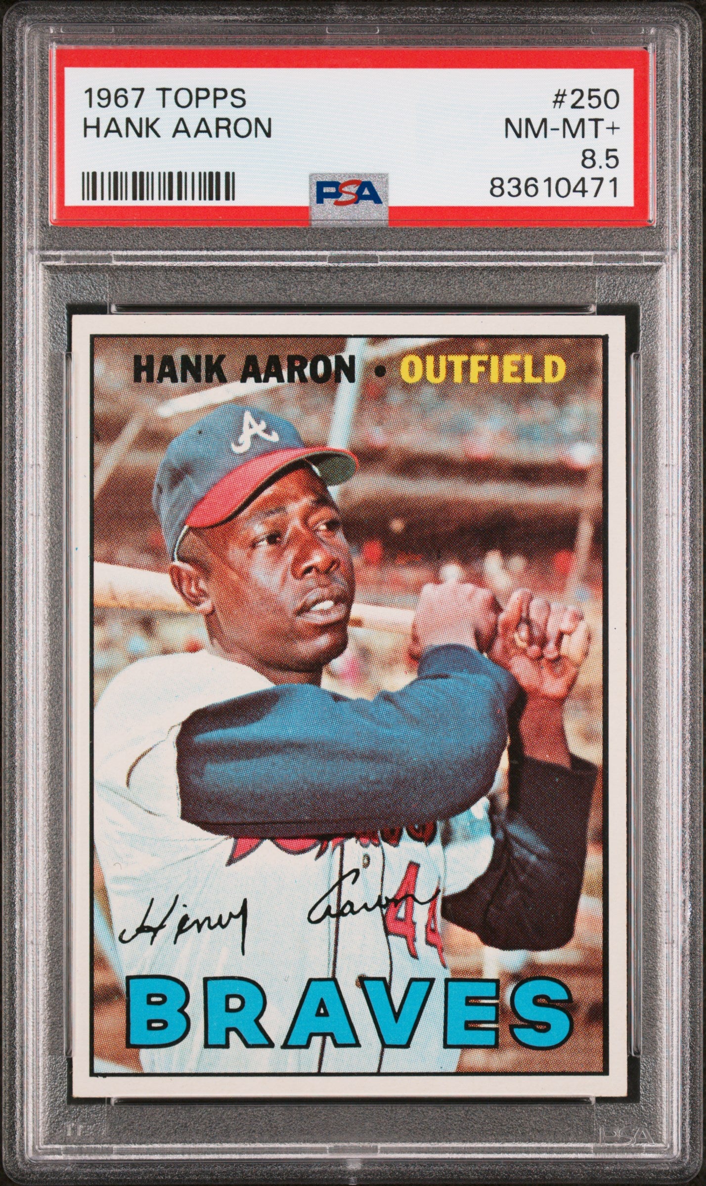 1967 Topps #250 Hank Aaron PSA 8.5 NM-MT+ STUNNING Centered New Label