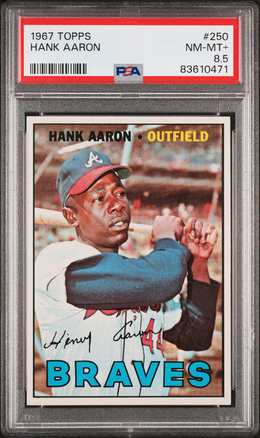 1967 Topps #250 Hank Aaron PSA 8.5 NM-MT+ STUNNING Centered New Label