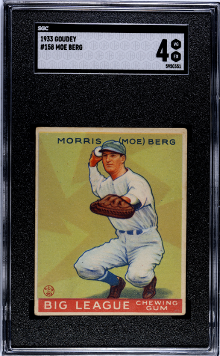1933 Goudey #158 Moe Berg SGC 4 VG-EX Nice Color