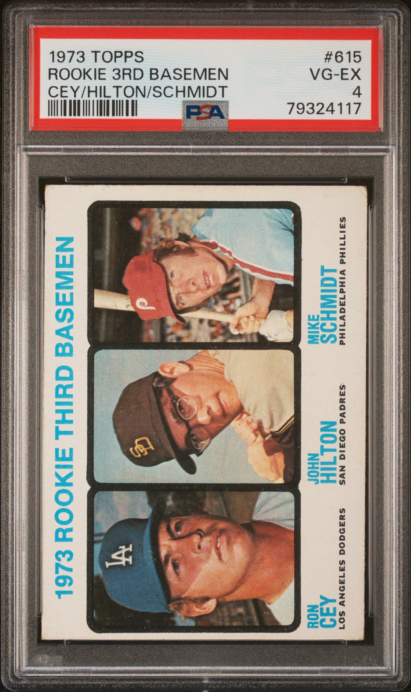 1973 Topps #615 Mike Schmidt RC Rookie PSA 4 VG-EX New Label