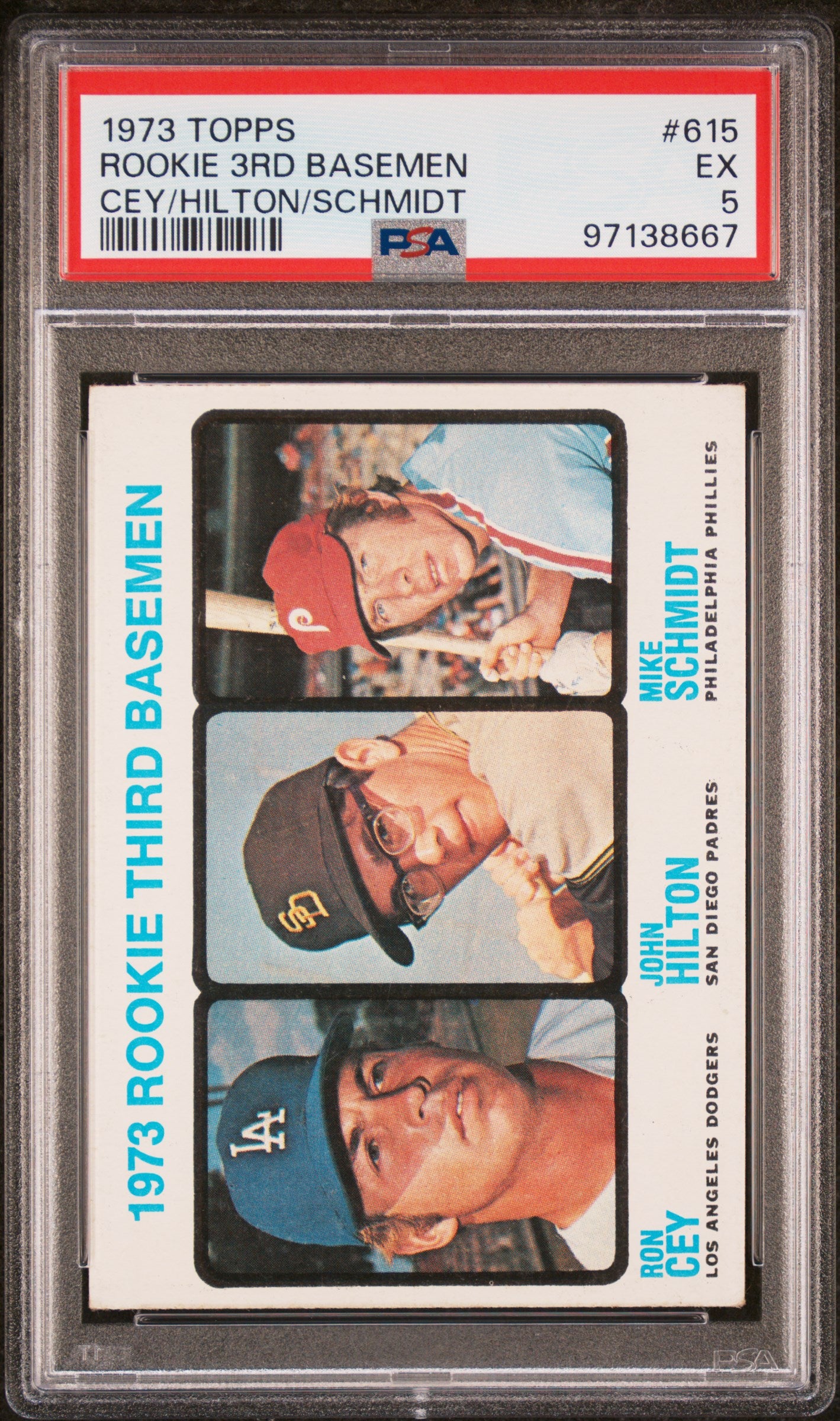 1973 Topps #615 Mike Schmidt RC Rookie PSA 5 EX Well Centered New Label