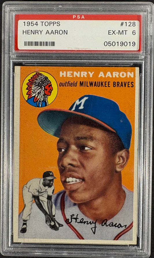 1954 Topps #128 Henry Hank Aaron RC Rookie PSA 6 EX-MT Nice Eye Appeal