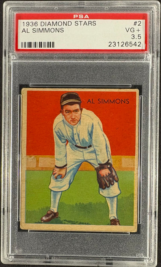 1934-36 National Chicle Diamond Stars (R327) #2 Al Simmons PSA 3.5 VG+ White Sox