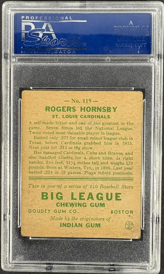 1933 Goudey (R319) #119 Rogers Hornsby PSA 3 VG