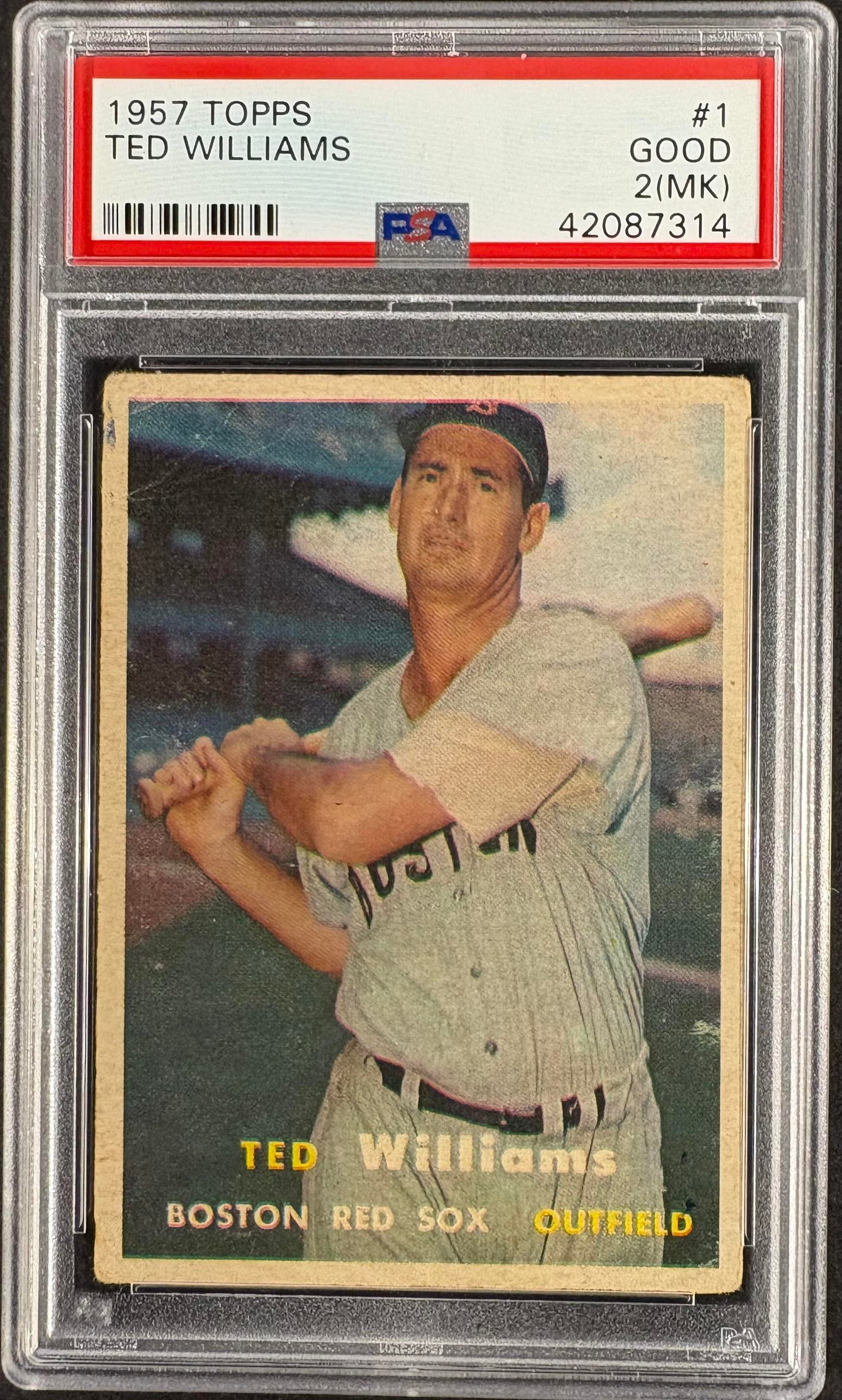 1957 Topps #1 Ted Williams PSA 2 mk Well Centered New Label