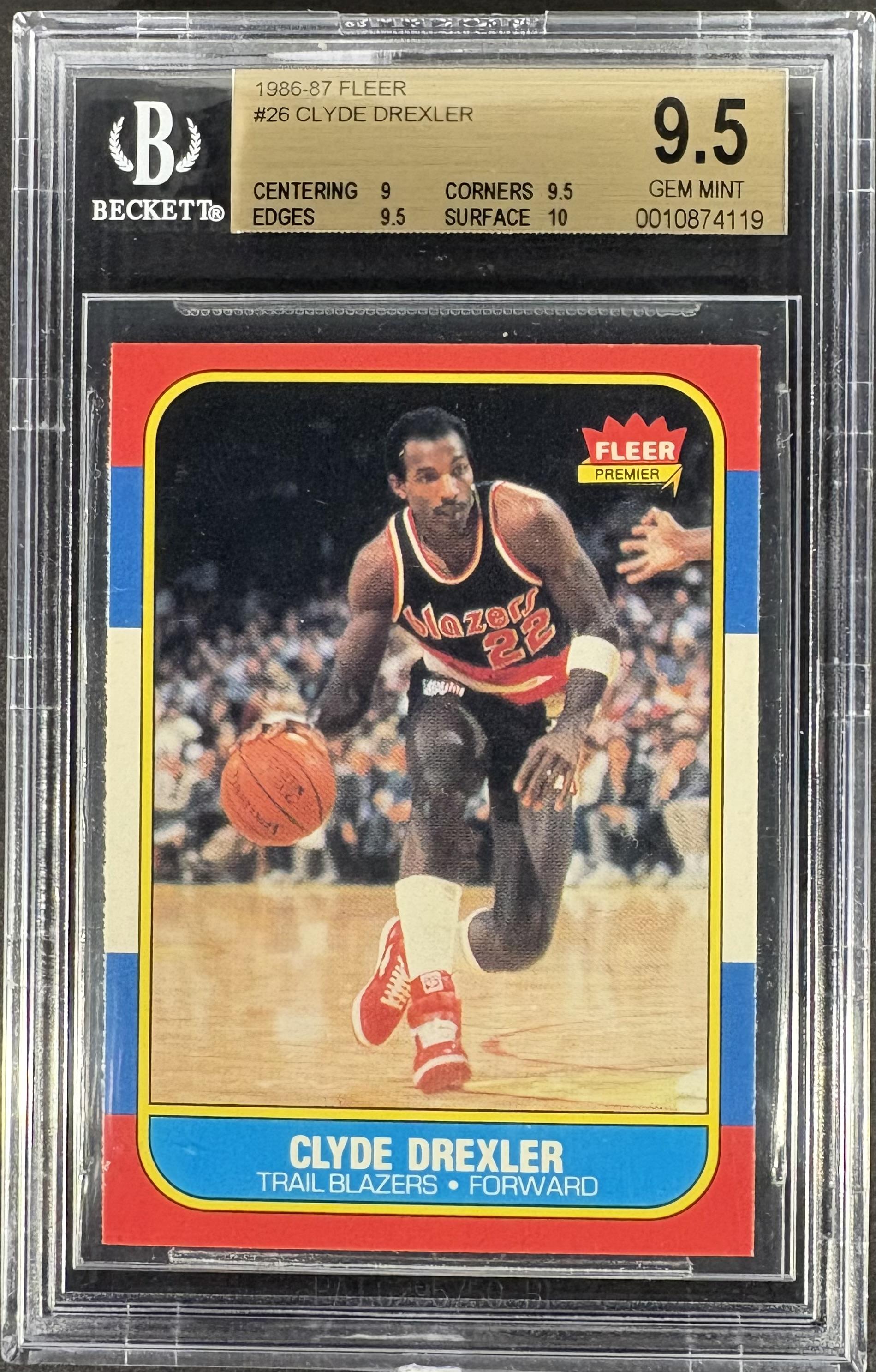1986-87 Fleer #26 Clyde Drexler RC Rookie BGS 9.5 GEM MINT