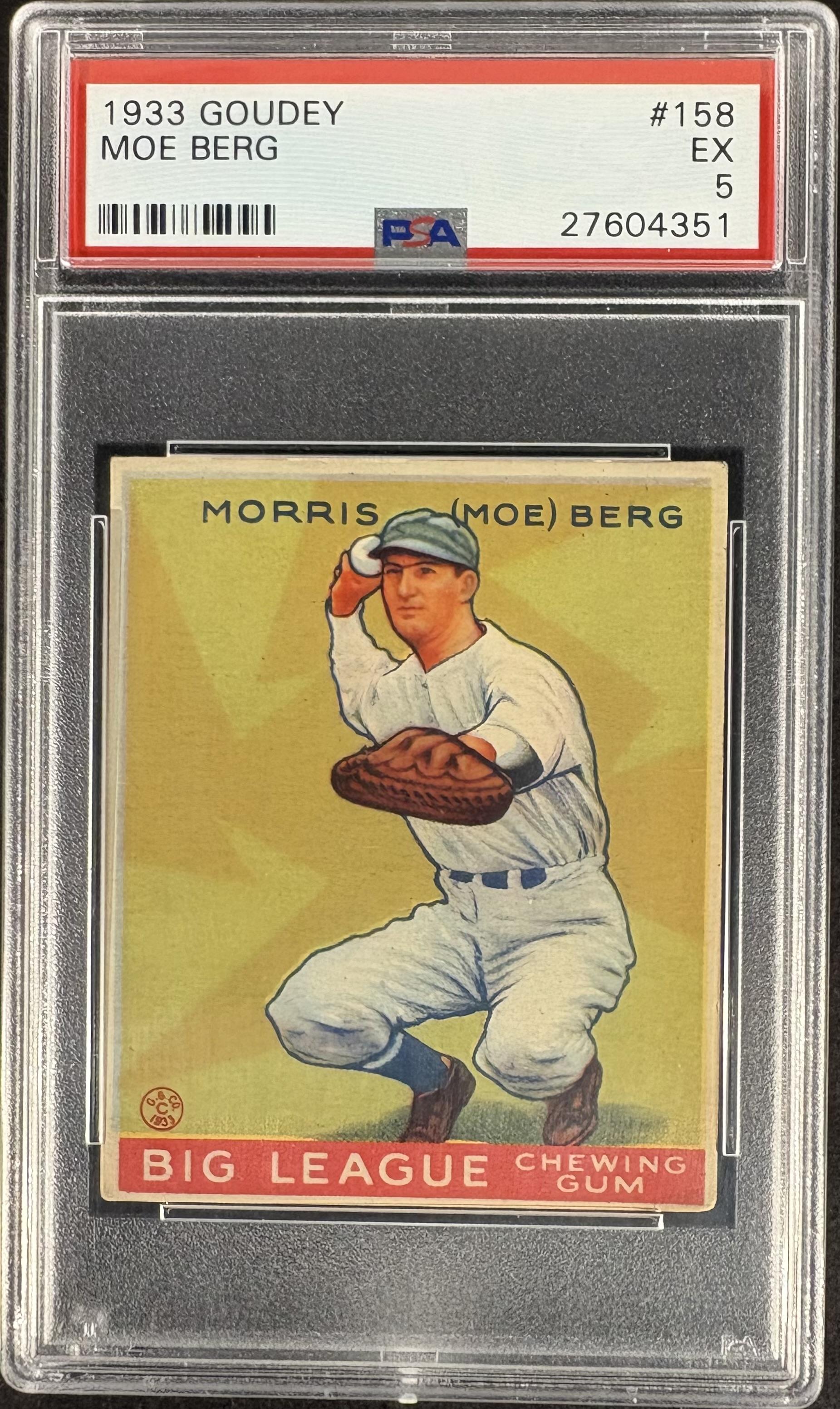 1933 Goudey (R319) #158 Morris Moe Berg PSA 5 EX Nice Color New Label