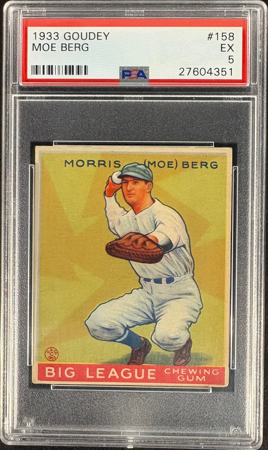 1933 Goudey (R319) #158 Morris Moe Berg PSA 5 EX Nice Color New Label