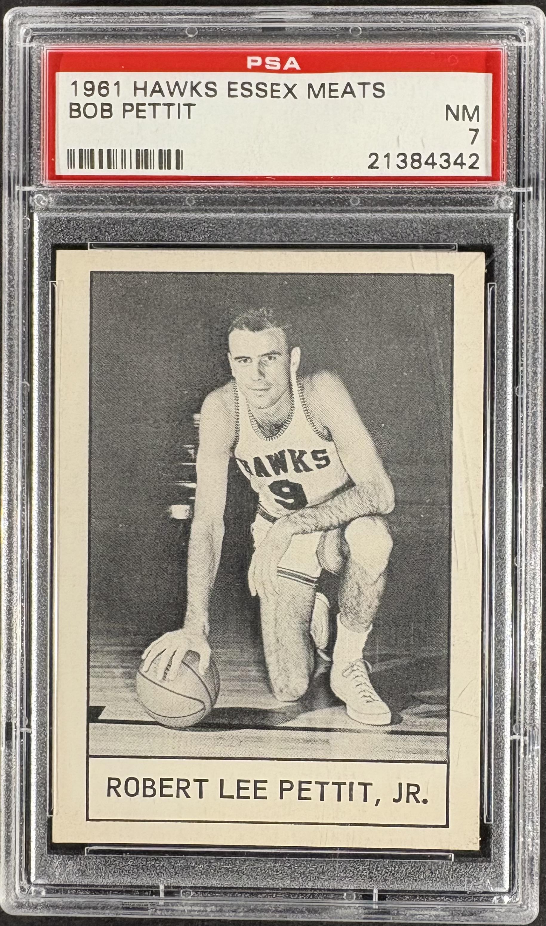 1961 Essex Meats St. Louis Hawks Robert E Lee Bob Pettit PSA 7 NM Near Mint