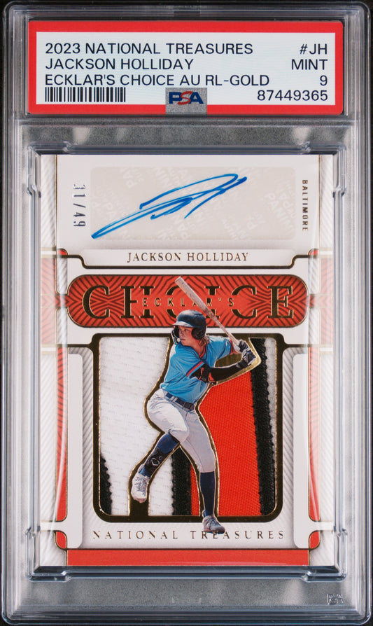 2023 National Treasures Ecklar Choice AUTO #JH Jackson Holliday GOLD PSA 9 /49