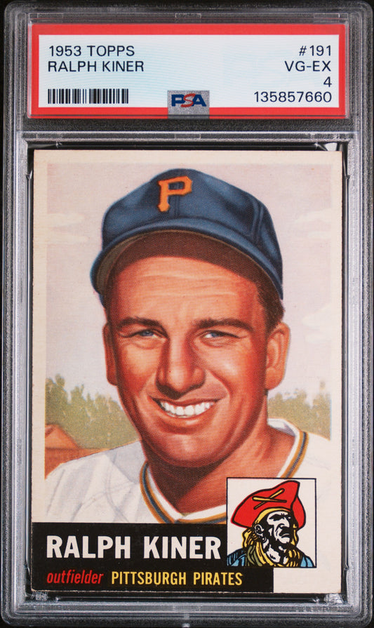1953 Topps #191 Ralph Kiner PSA 4 VG-EX Well Centered New Label