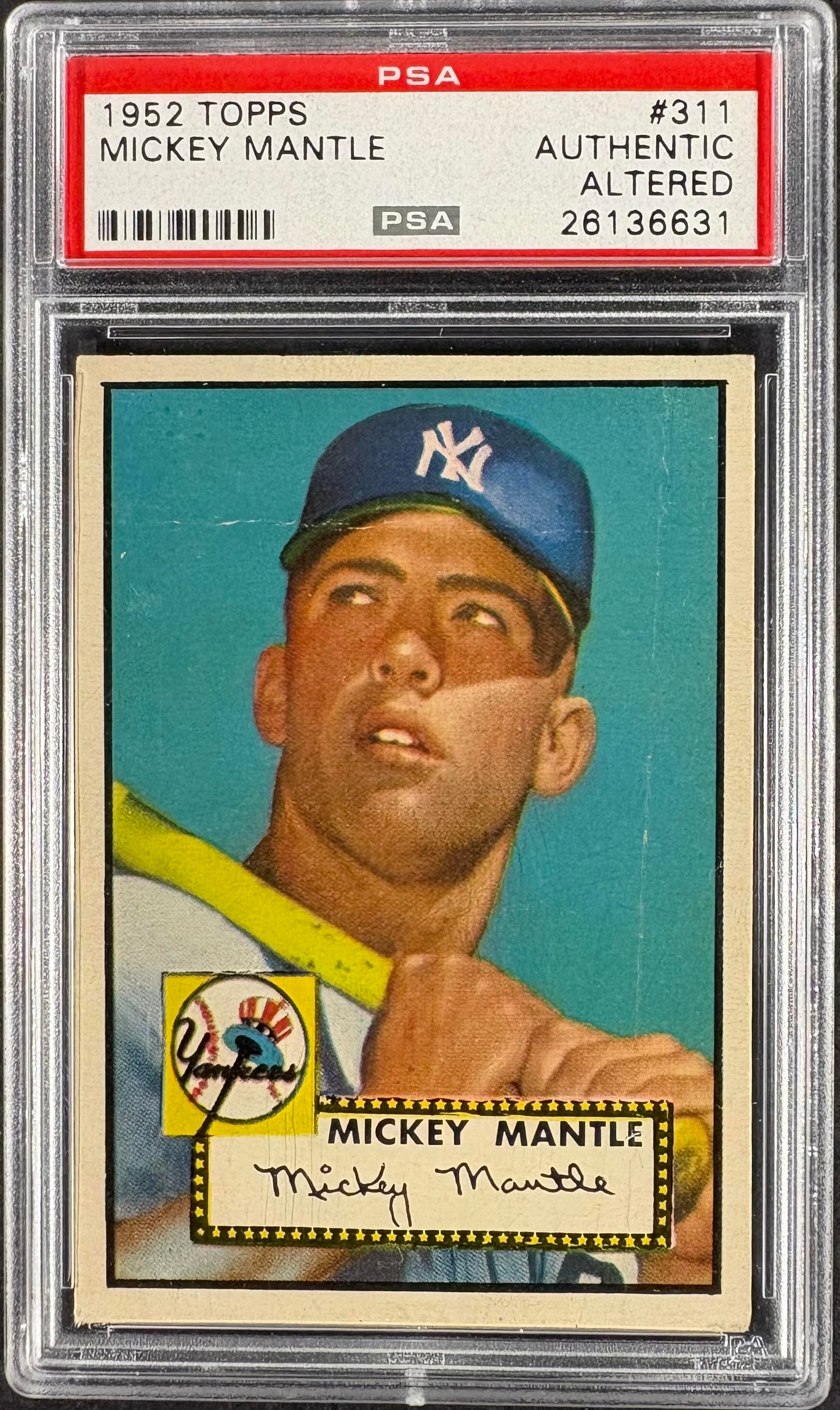 1952 Topps #311 Mickey Mantle PSA Authentic Altered INCREDIBLE EYE APPEAL