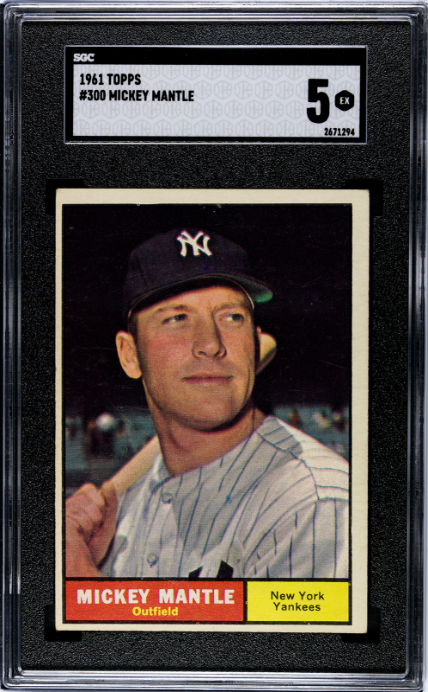 1961 Topps #300 Mickey Mantle SGC 5 EX Nice Color