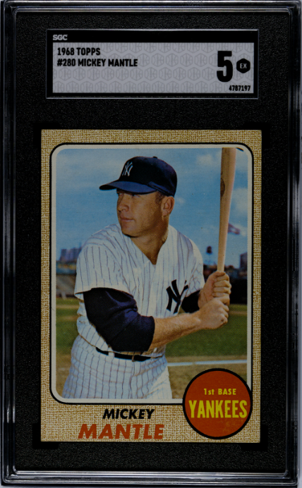 1968 Topps #280 Mickey Mantle SGC 5 EX