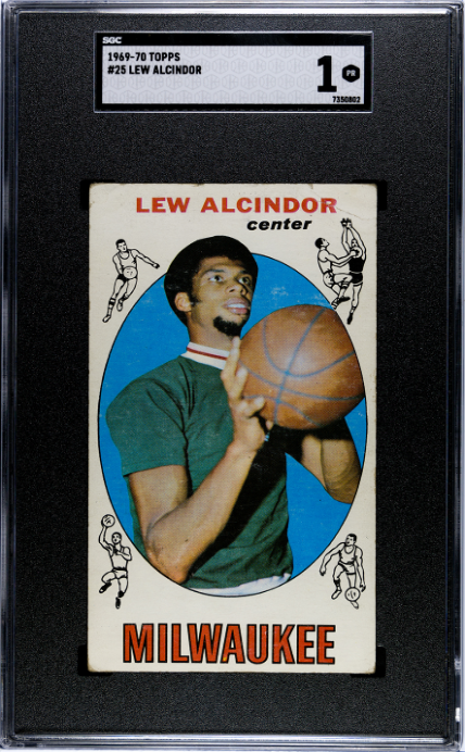 1969-70 Topps #25 Lew Alcindor Kareem Abdul Jabbar Rookie SGC 1