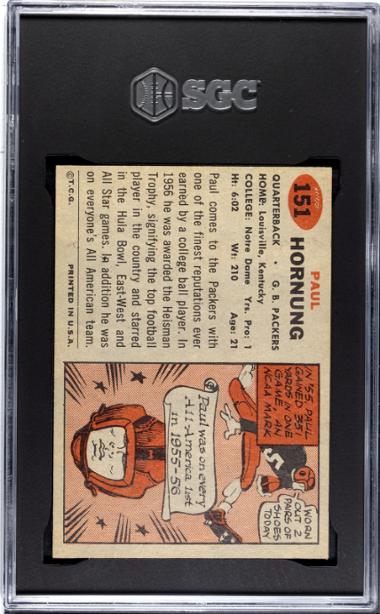 1957 Topps #151 Paul Hornung RC Rookie SGC 6.5 EX-NM+ Nice Color
