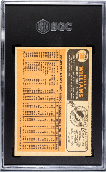 1966 Topps #580 Billy Williams SGC 8.5 NM-MT+ High Grade