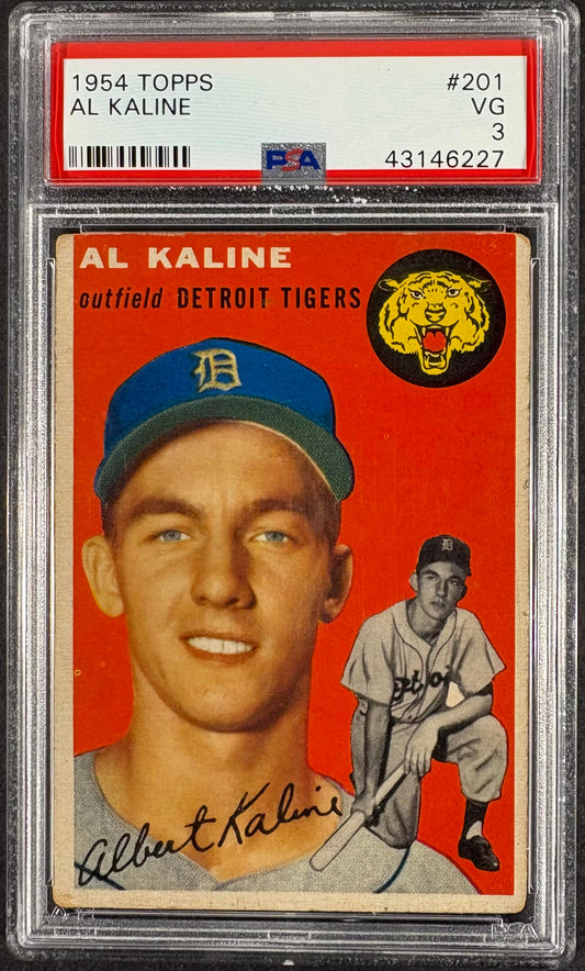 1954 Topps #201 Al Kaline RC Rookie PSA 3 VG Nice Color New Label