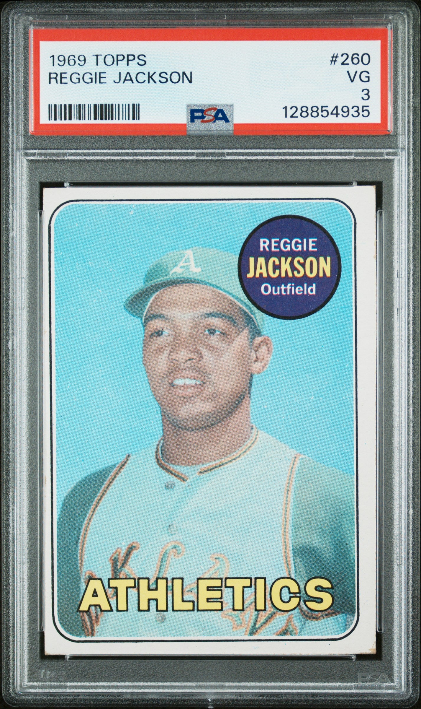 1969 Topps #260 Reggie Jackson RC Rookie PSA 3 VG New Label