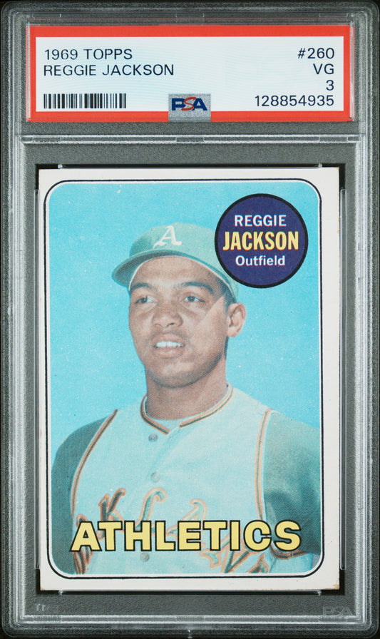 1969 Topps #260 Reggie Jackson RC Rookie PSA 3 VG New Label
