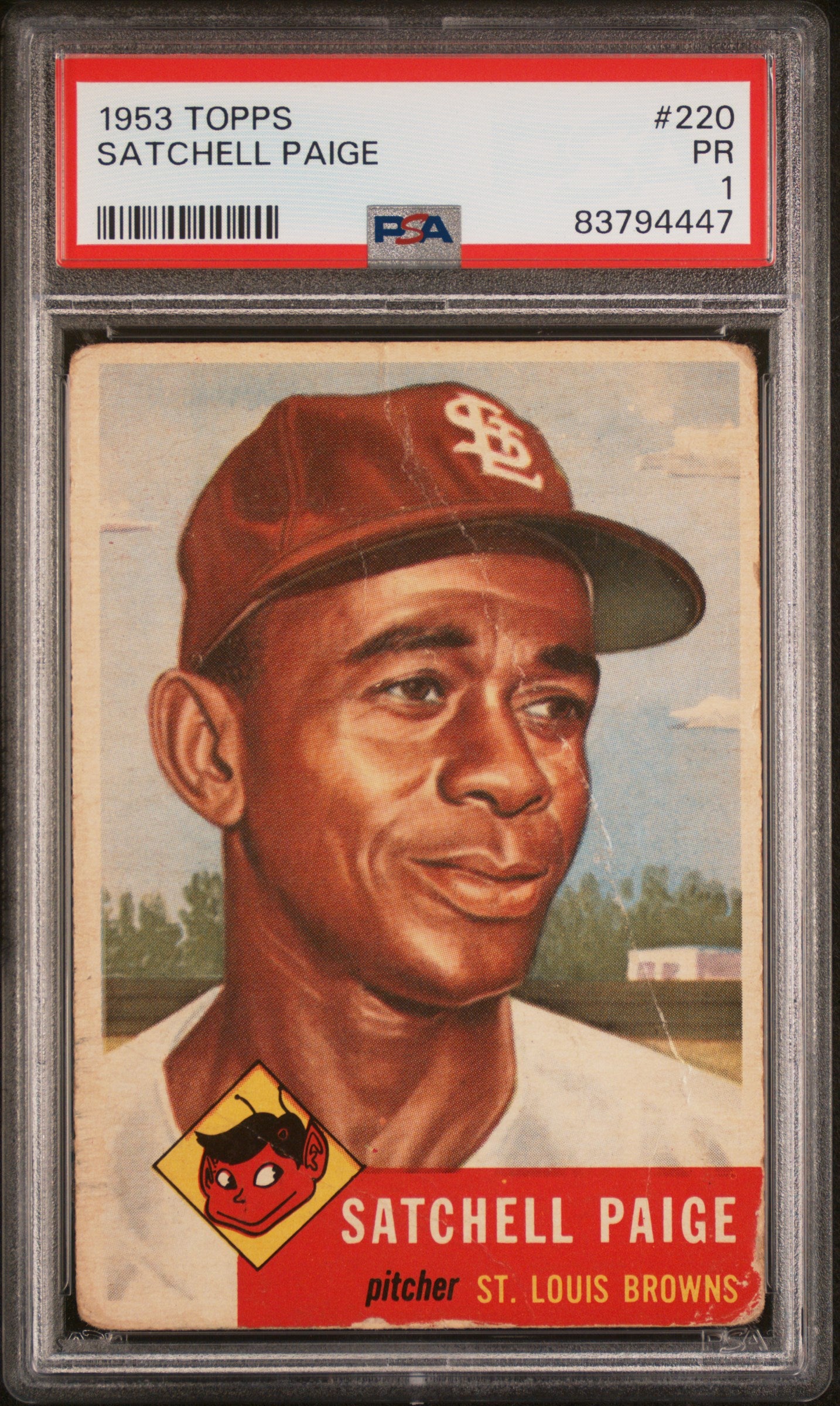 1953 Topps #220 Satchell Satchel Paige PSA 1 Nice Color New Label