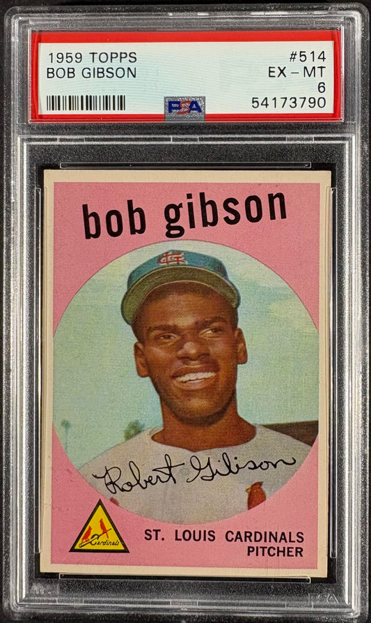 1959 Topps #514 Bob Gibson PSA 6 EX-MT PWCC-E TOP 15% STUNNING EYE APPEAL