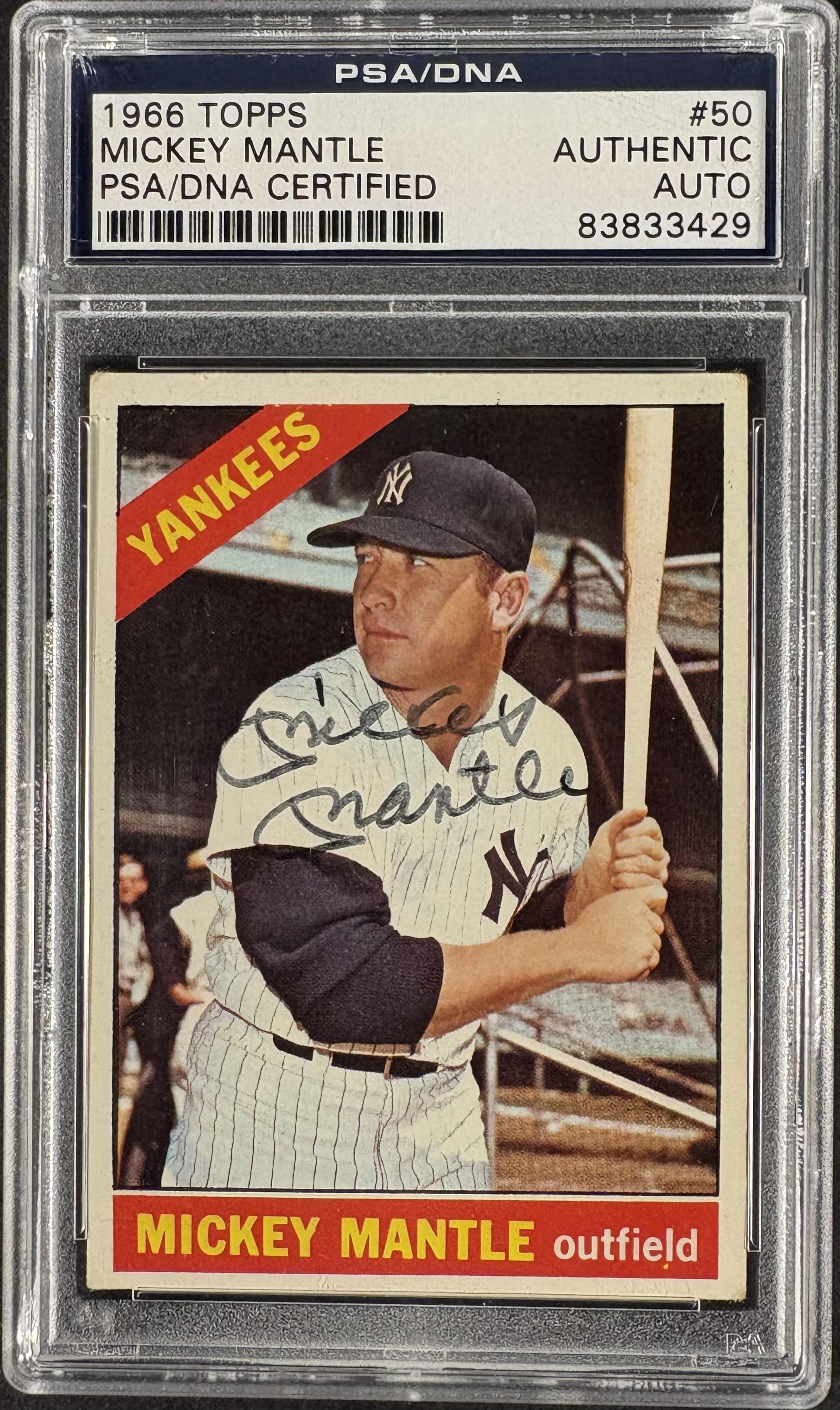1966 Topps #50 Mickey Mantle PSA Authentic Well Centered AUTO Autographed