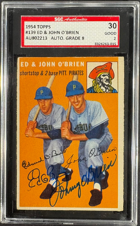1954 Topps #139 Ed & John O'Brien SGC 2 GD DUAL AUTO Autograph