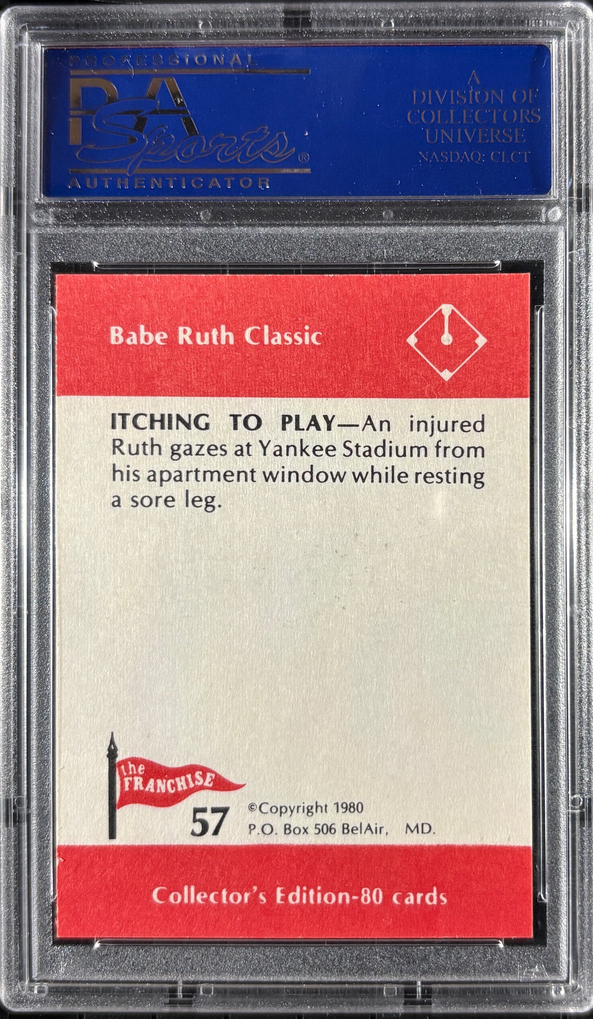 1980 Franchise Babe Ruth #57 Itching to Play PSA 10 GEM MT