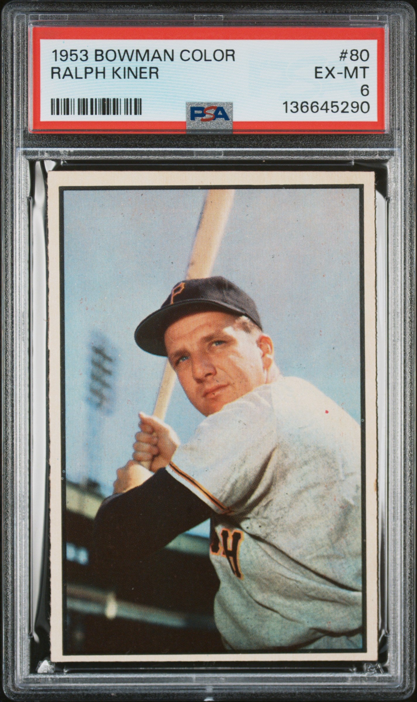 1953 Bowman Color #80 Ralph Kiner PSA 6 EX-MT New Label