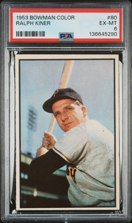 1953 Bowman Color #80 Ralph Kiner PSA 6 EX-MT New Label