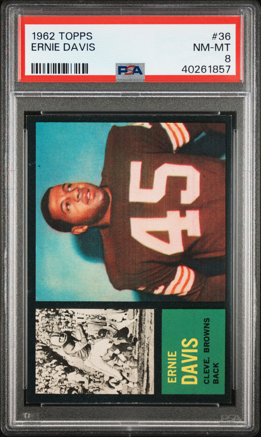 1962 Topps #36 Ernie Davis RC Rookie PSA 8 NM-MT High Grade New Label 4 HIGHER