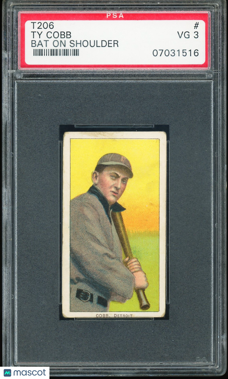 1909-11 T206 Piedmont 350/25 Ty Cobb Bat On Shoulder PSA 3 VG Nice Color