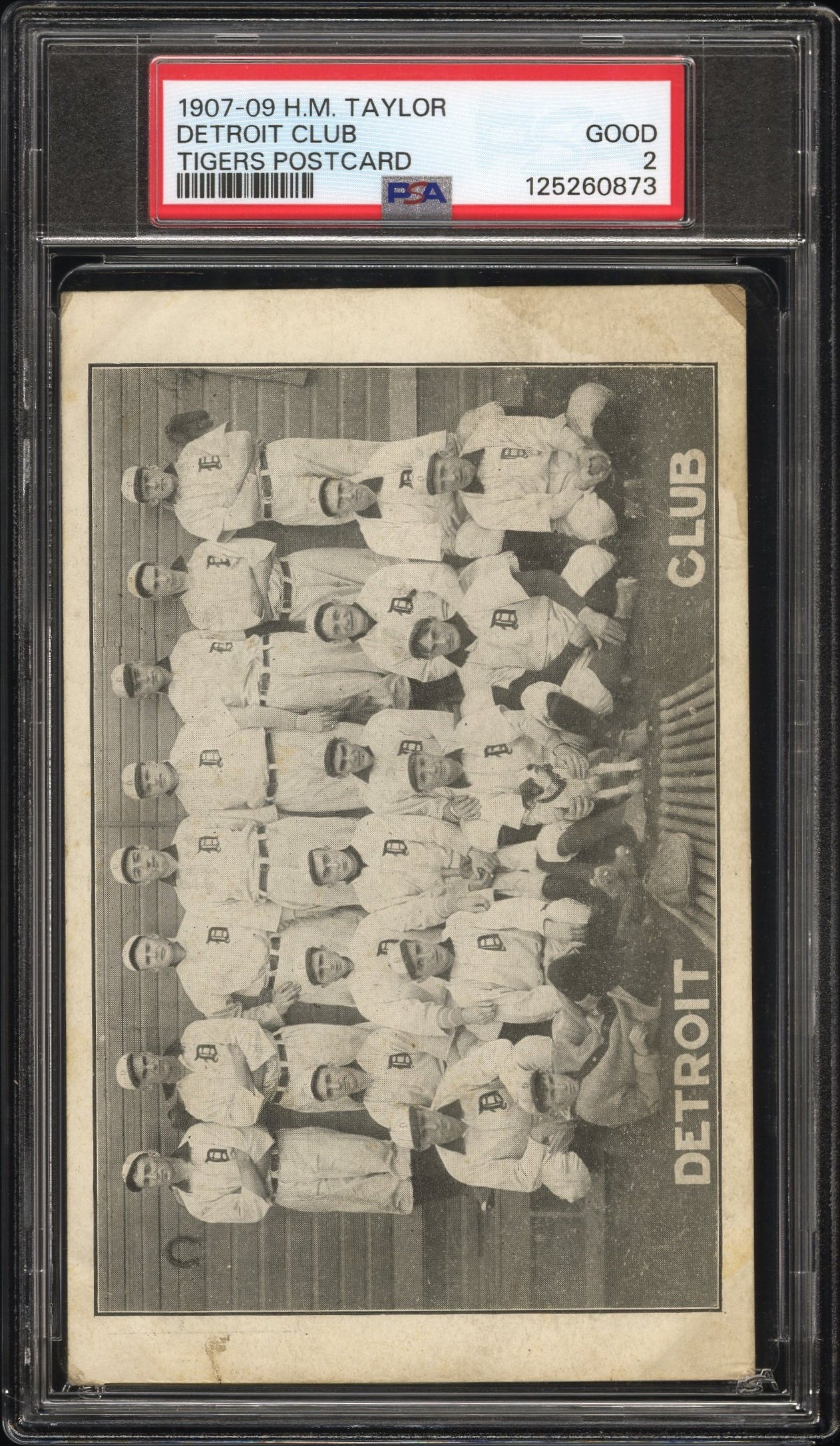 1907-09 H.M.Taylor Detroit Tigers Team Postcard Ty Cobb RC Rookie PSA 2 GD