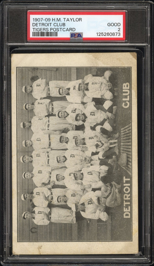 1907-09 H.M.Taylor Detroit Tigers Team Postcard Ty Cobb RC Rookie PSA 2 GD