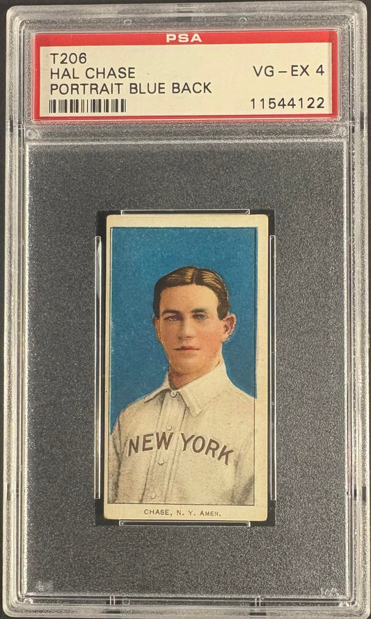1909-11 T206 White Border Hal Chase Blue Portrait PSA 4 VG-EX Nice Color
