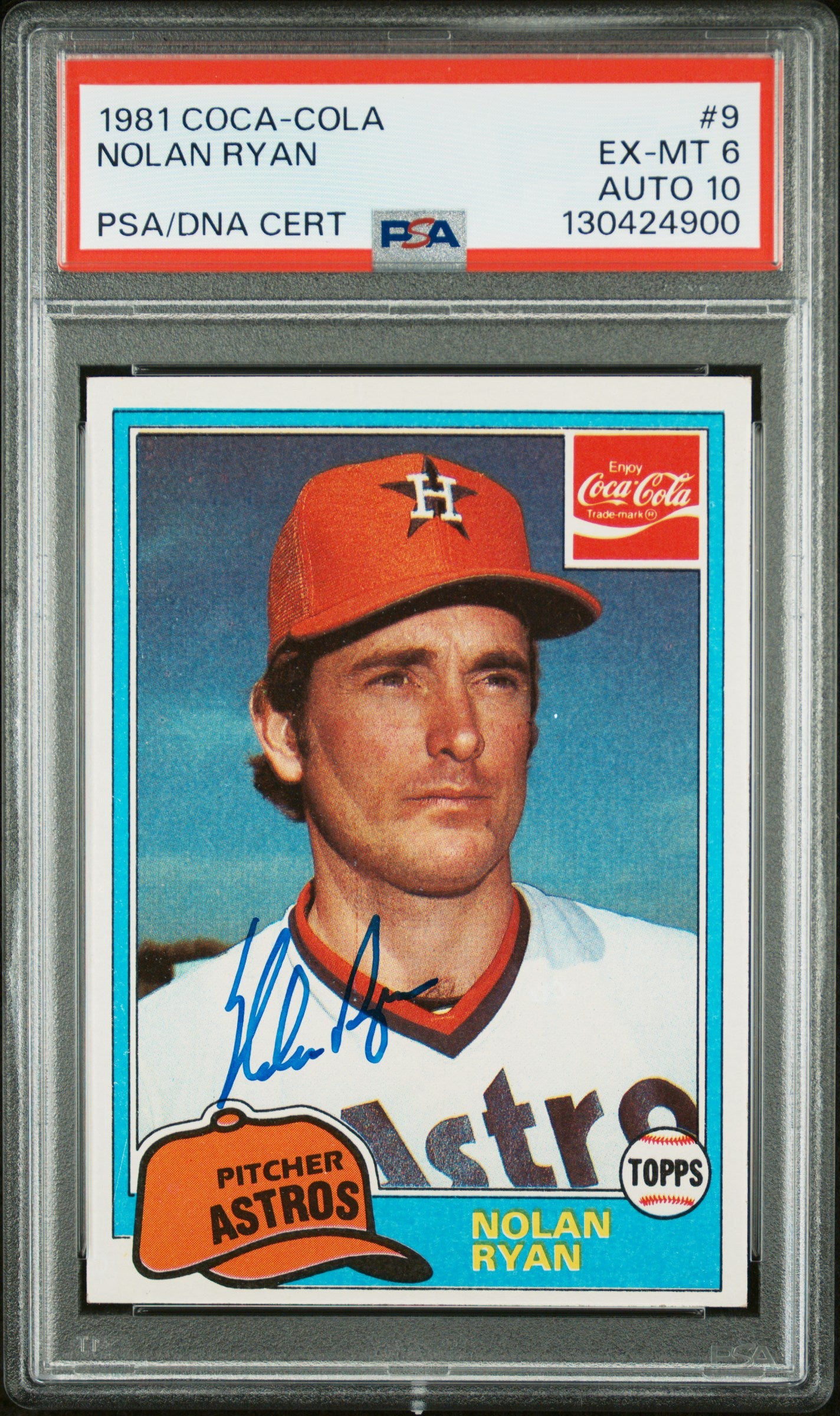 1981 Coca-Cola #9 Nolan Ryan PSA 6 / 10 AUTO Autograph POP 2 ONLY 5 HIGHER