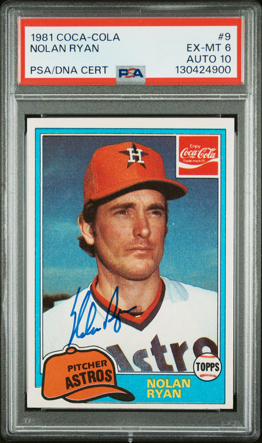 1981 Coca-Cola #9 Nolan Ryan PSA 6 / 10 AUTO Autograph POP 2 ONLY 5 HIGHER