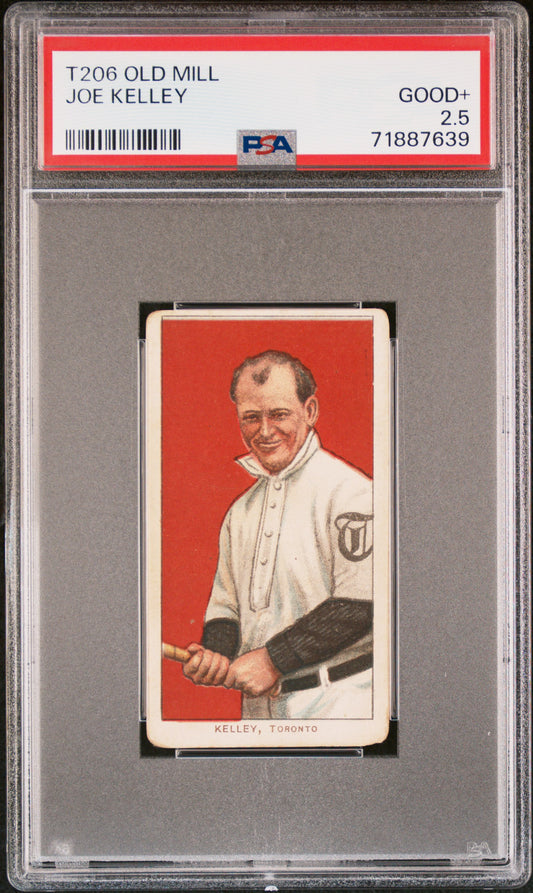 1909-11 T206 OLD MILL Joe Kelley PSA 2.5 GD+ Nice Color New Label