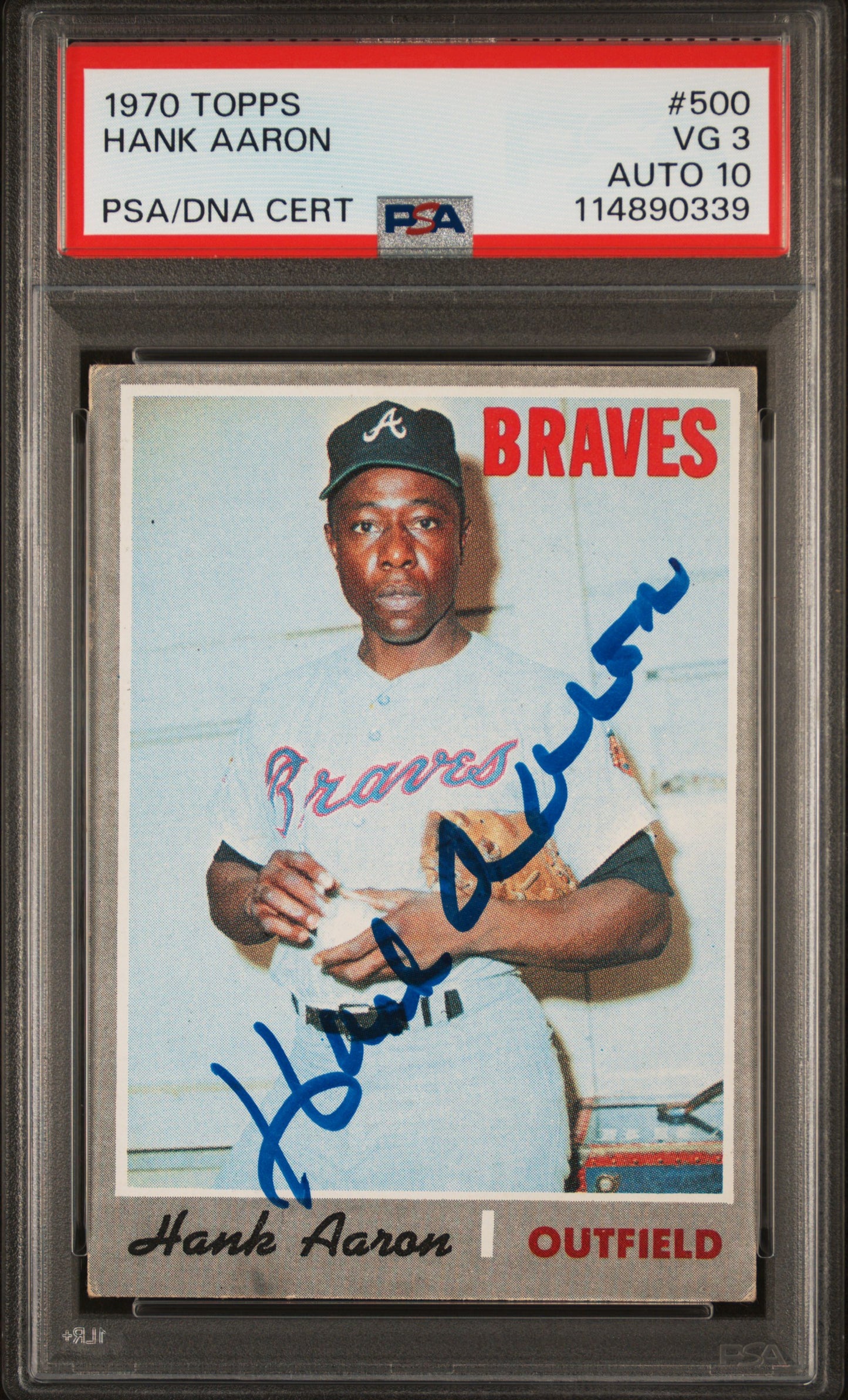 1970 Topps #500 Hank Aaron PSA 3 / 10 AUTO Autograph