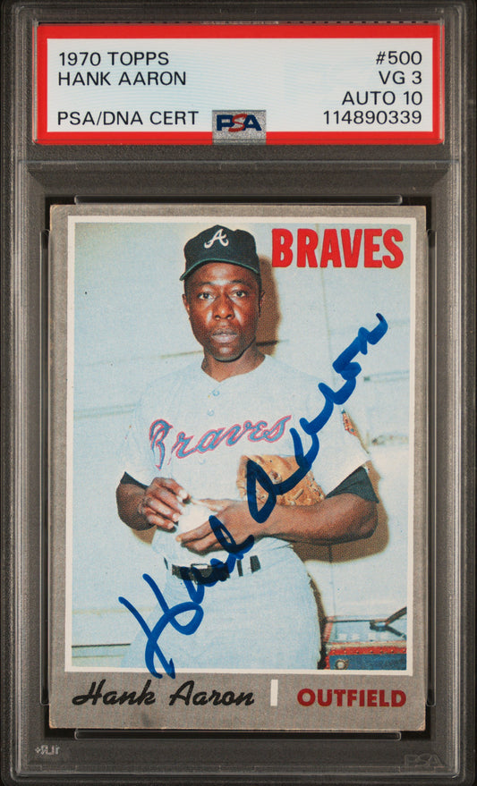 1970 Topps #500 Hank Aaron PSA 3 / 10 AUTO Autograph