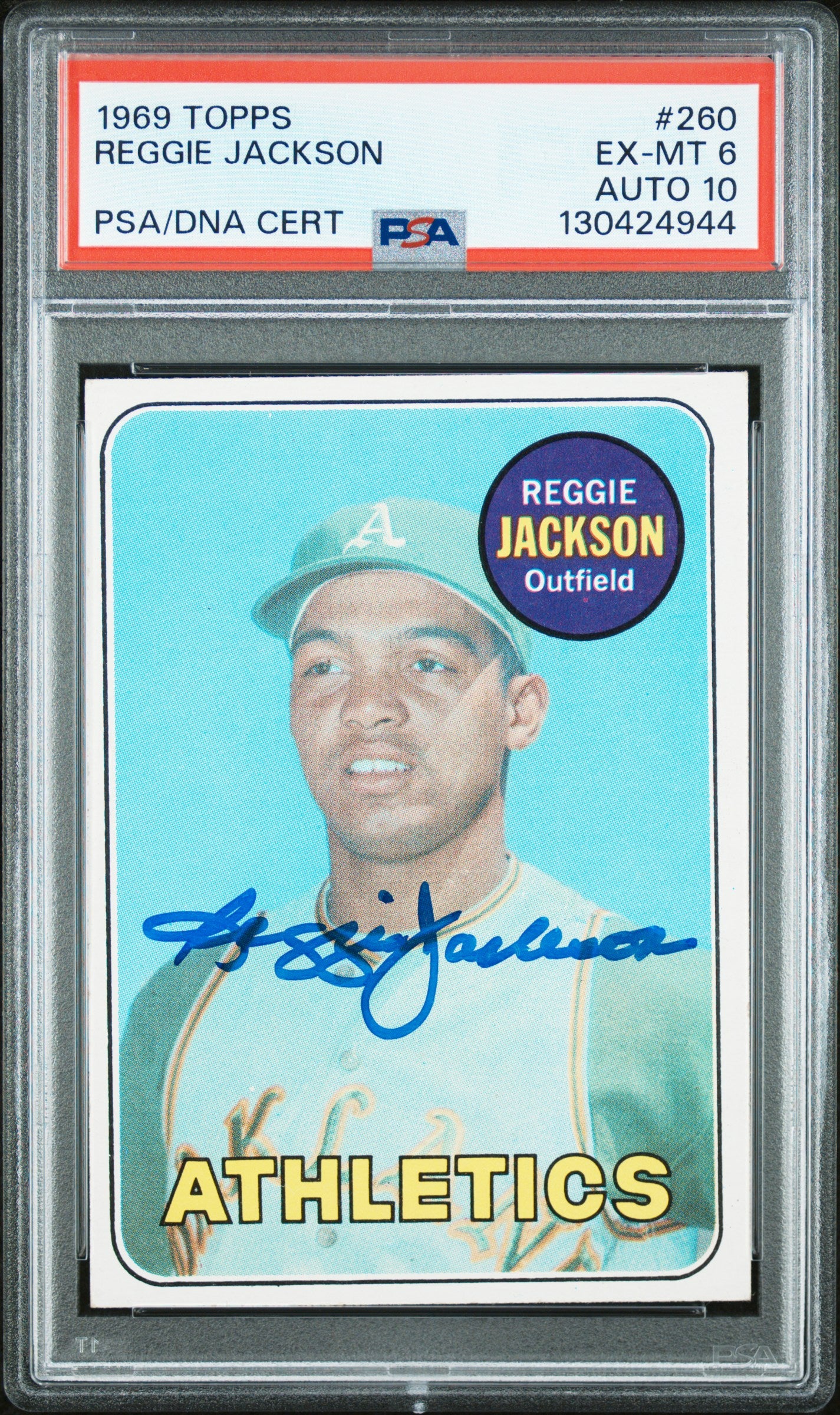1969 Topps #260 Reggie Jackson RC Rookie PSA 6 / 10 AUTO Autograph