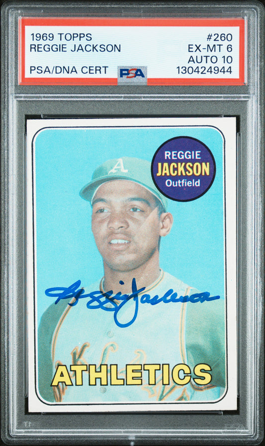 1969 Topps #260 Reggie Jackson RC Rookie PSA 6 / 10 AUTO Autograph