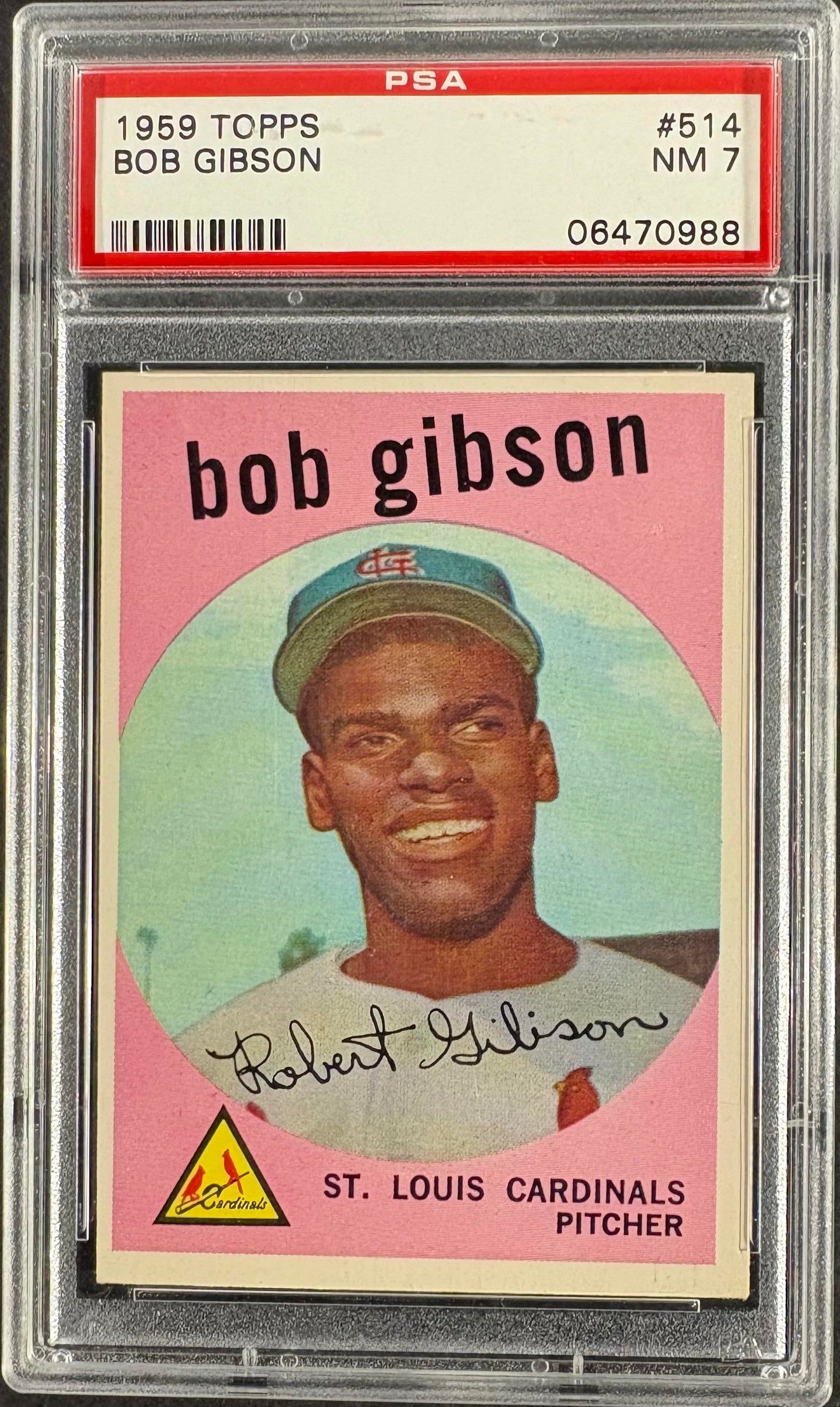 1959 Topps #514 Bob Gibson RC Rookie PSA 7 NM Near Mint Nice Color