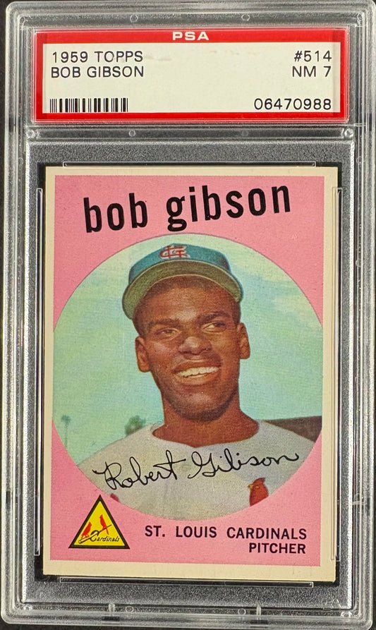 1959 Topps #514 Bob Gibson RC Rookie PSA 7 NM Near Mint Nice Color