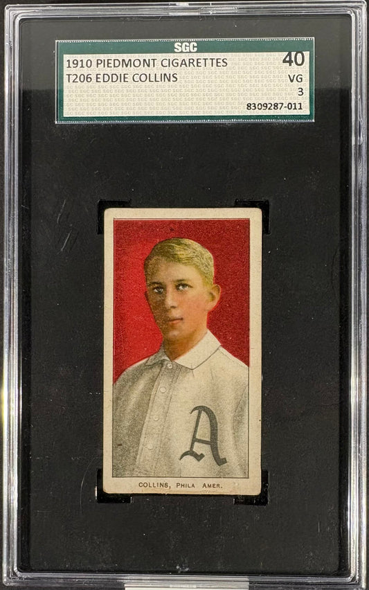 1909-11 T206 Piedmont 350/25 Eddie Collins SGC 3 VG Nice Color