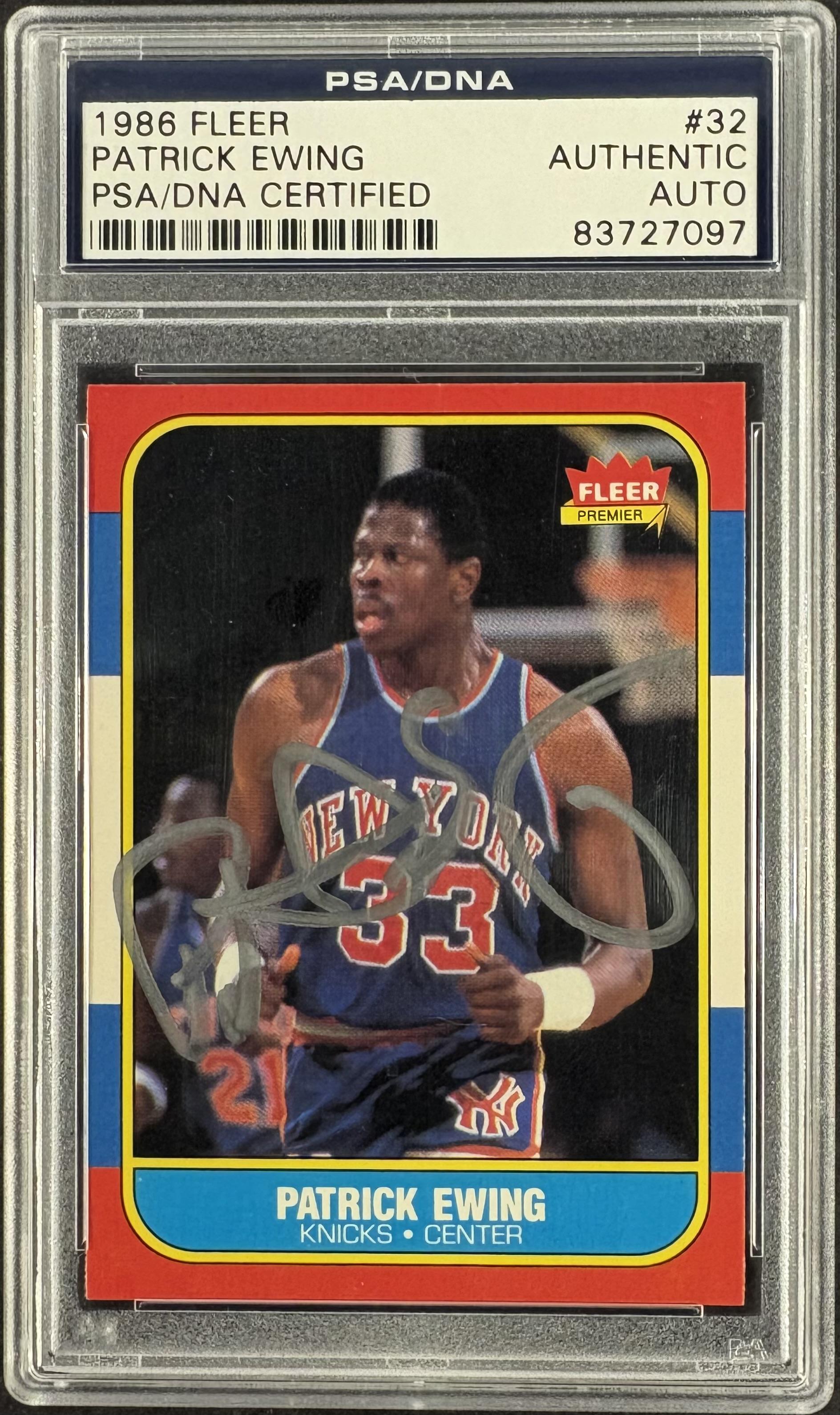 1986-87 Fleer #32 Patrick Ewing RC Rookie PSA Authentic AUTO Autograph